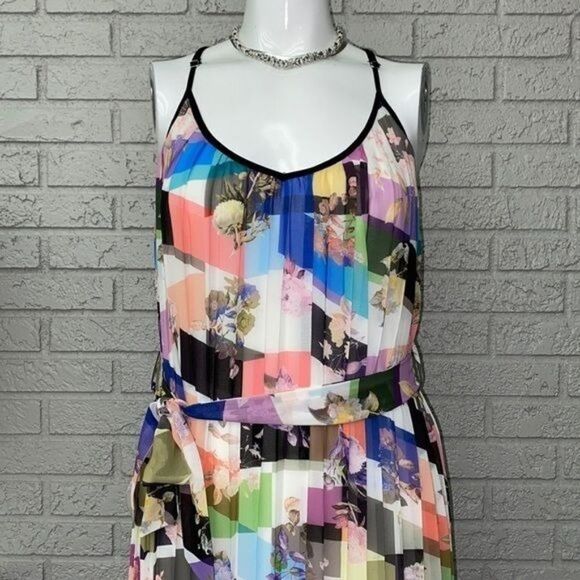 Bar III Colorful Belted Pleated Summer Maxi Dress Size S - Picture 6 of 11